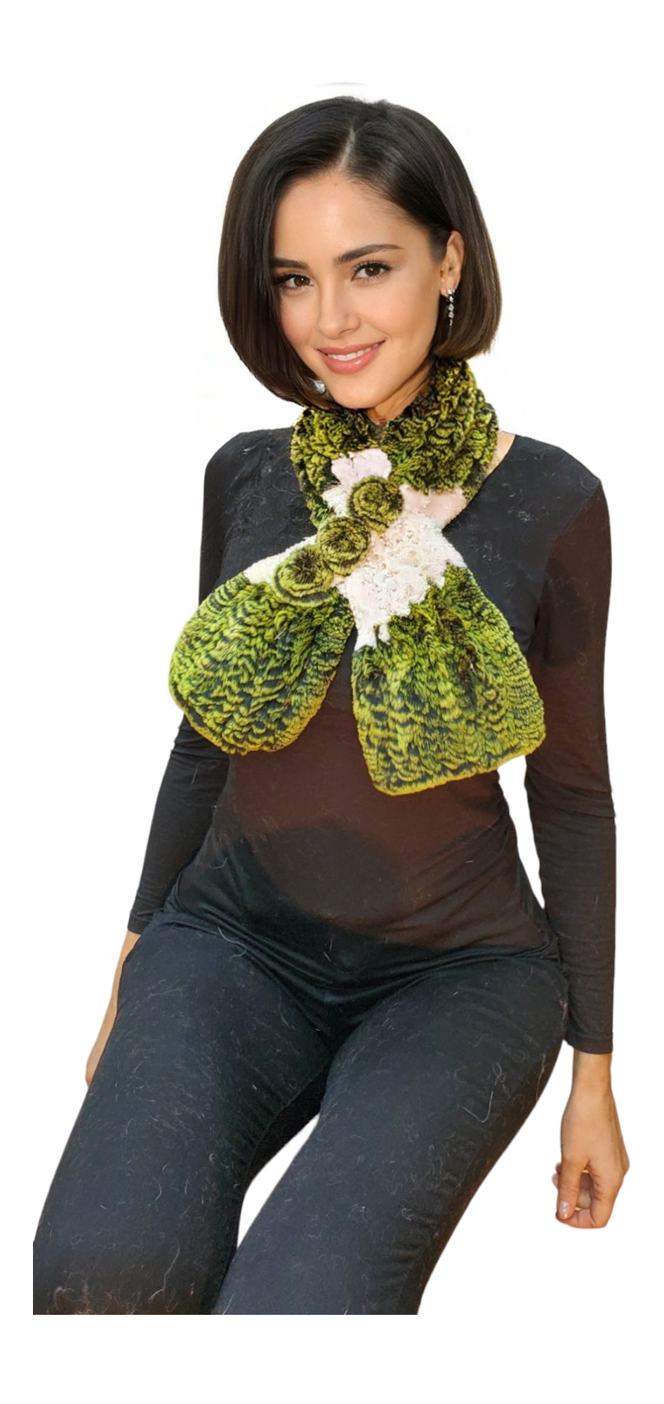 Scarf Style 007R White Green