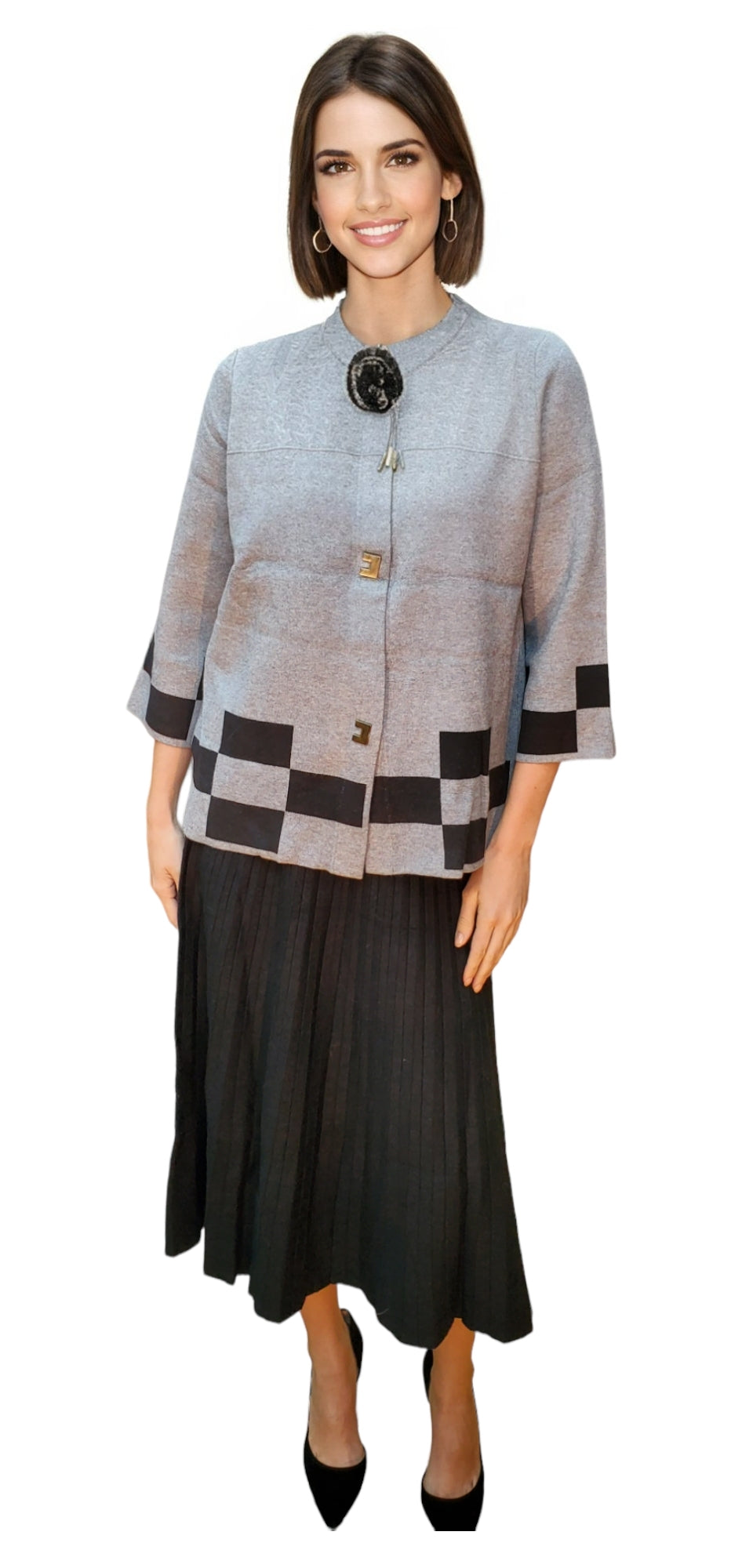 Sweater Style 1915R Gray Black