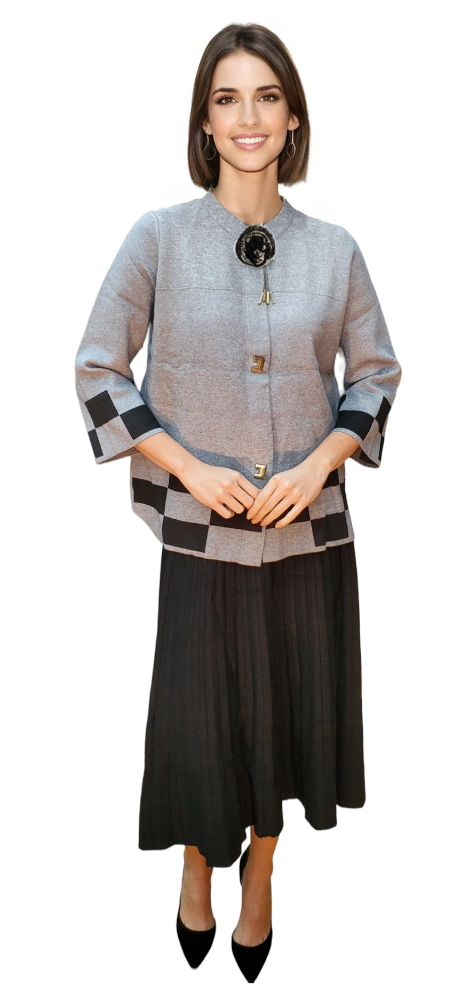 Sweater Style 1915R Gray Black