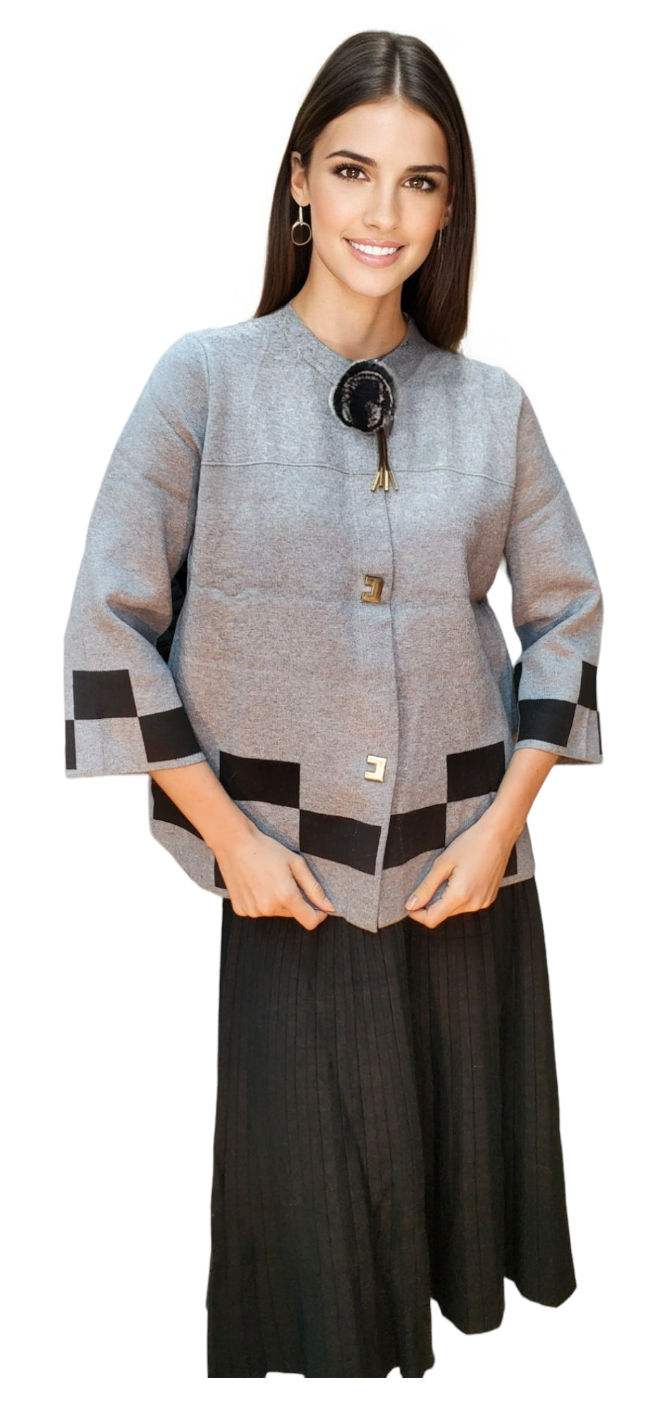 Sweater Style 1915R Gray Black