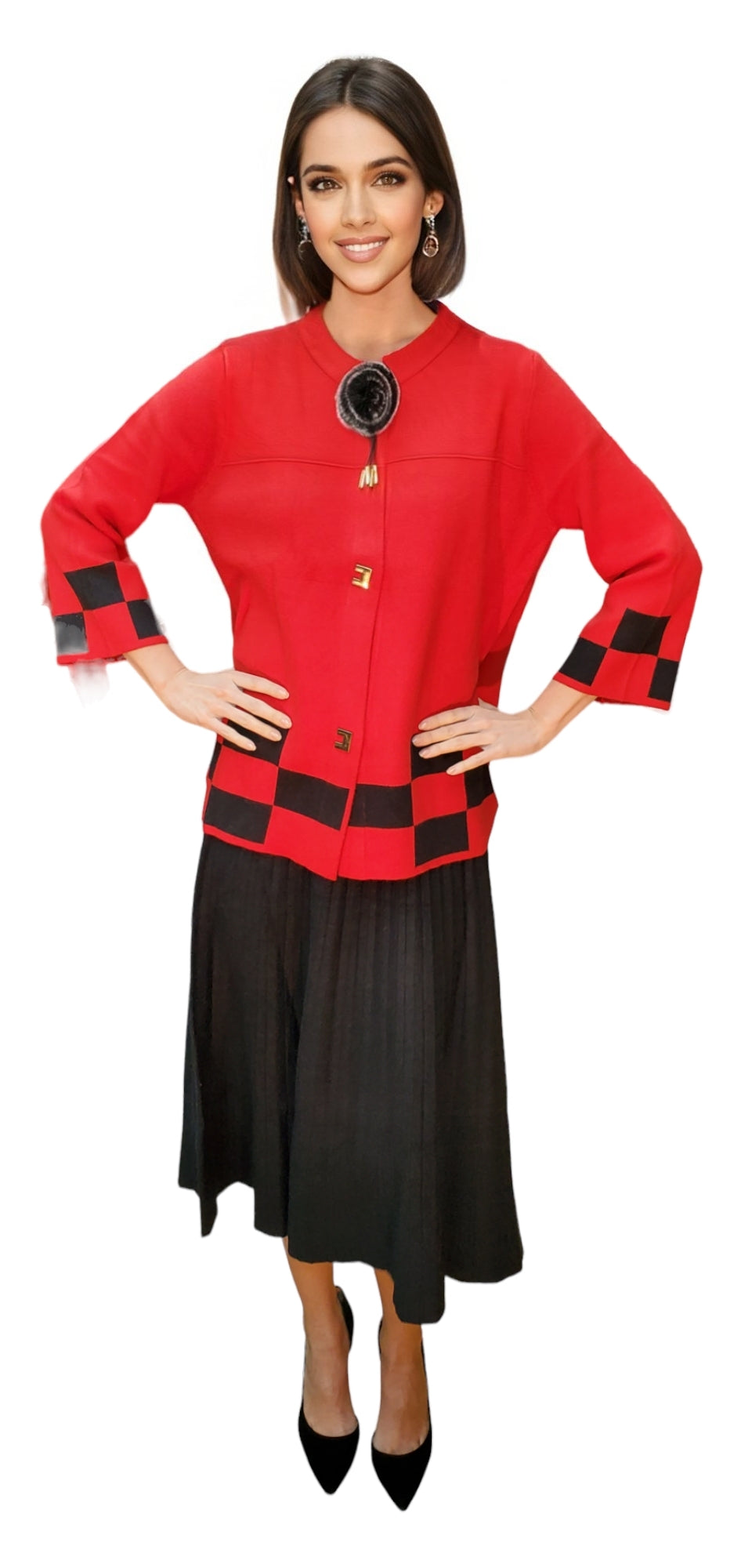 Sweater Style 1915R Red Black