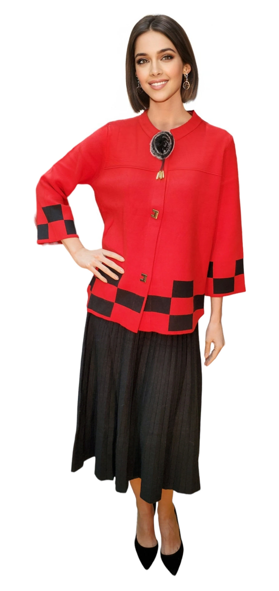 Sweater Style 1915R Red Black