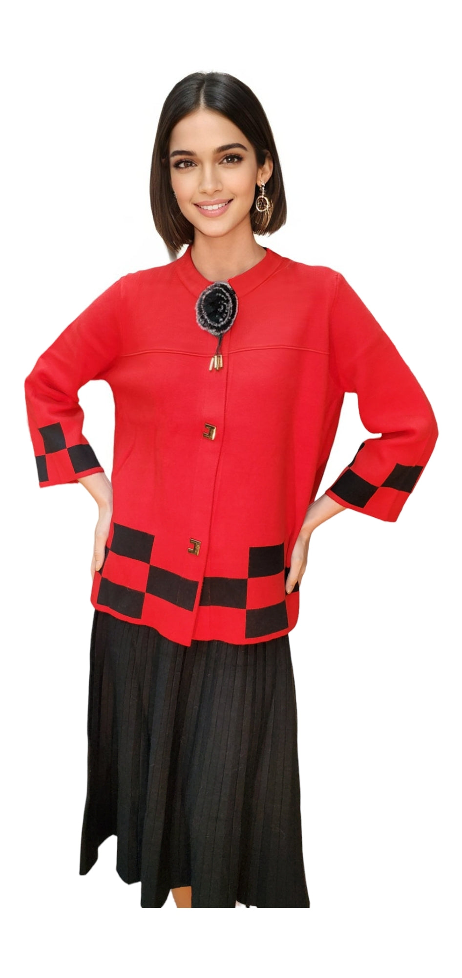 Sweater Style 1915R Red Black