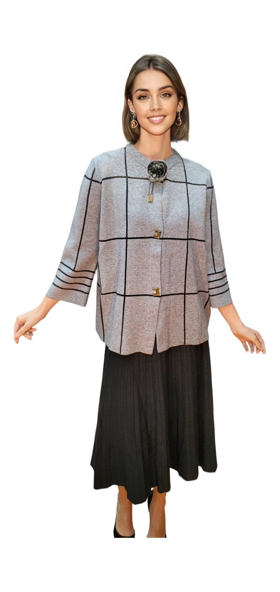 Sweater Style 1917R Gray Black