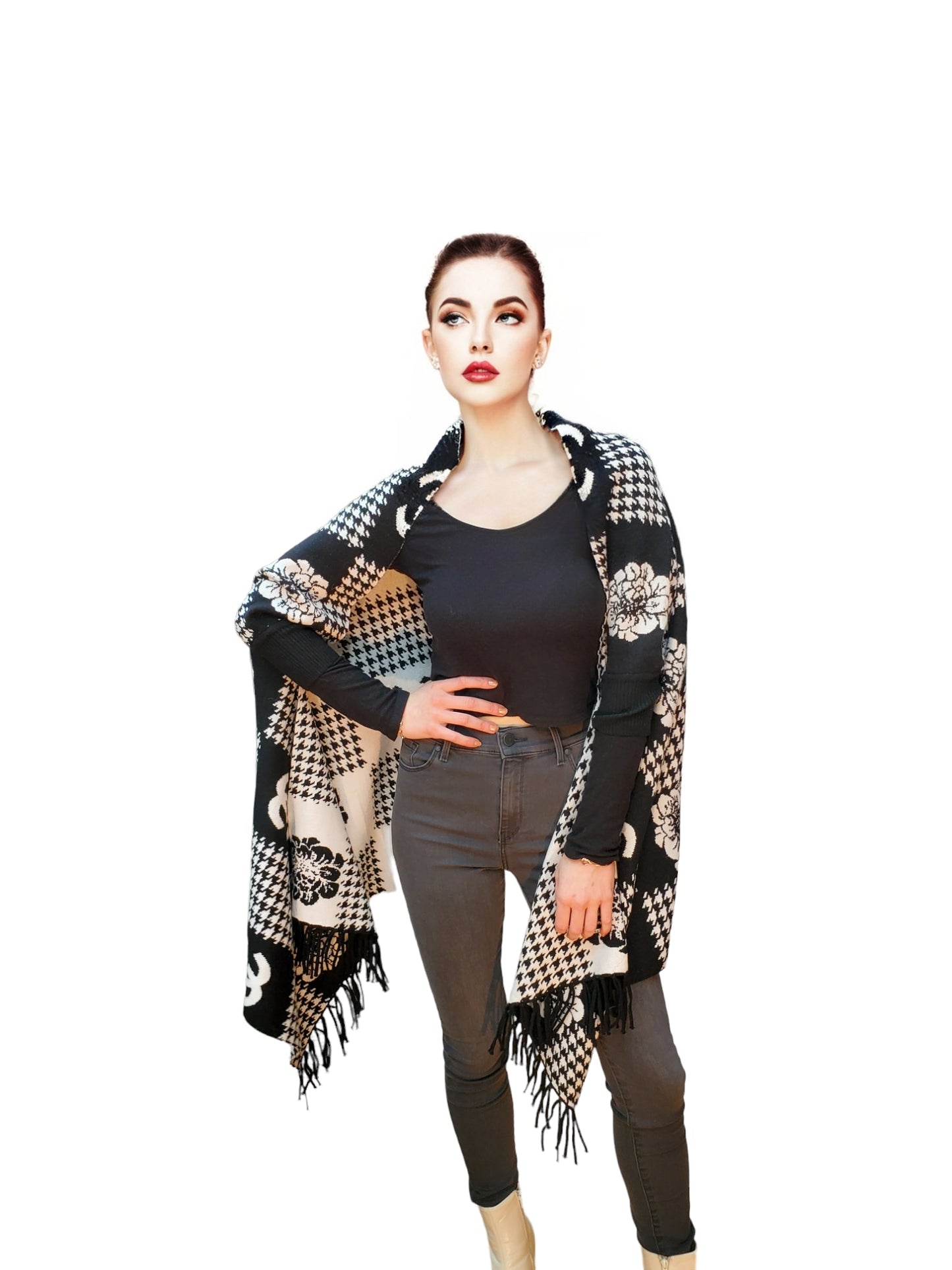 Shawl Style 2023-002 Black White