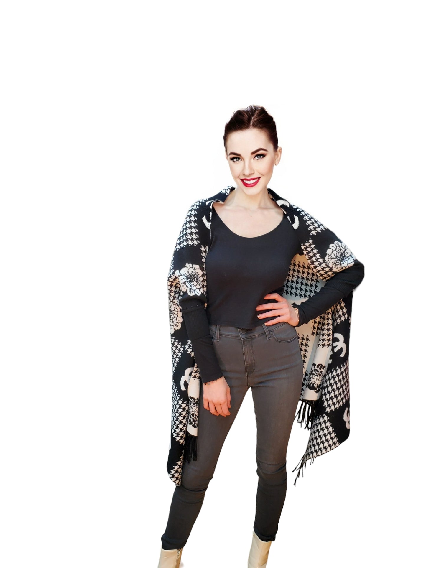 Shawl Style 2023-002 Black White