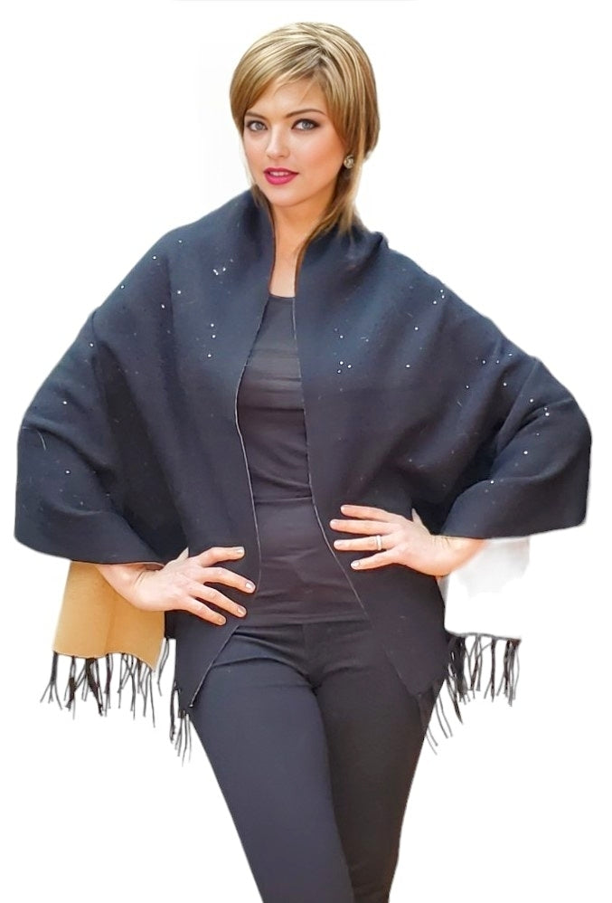 Shawl Style 2023-003NS Black Camel