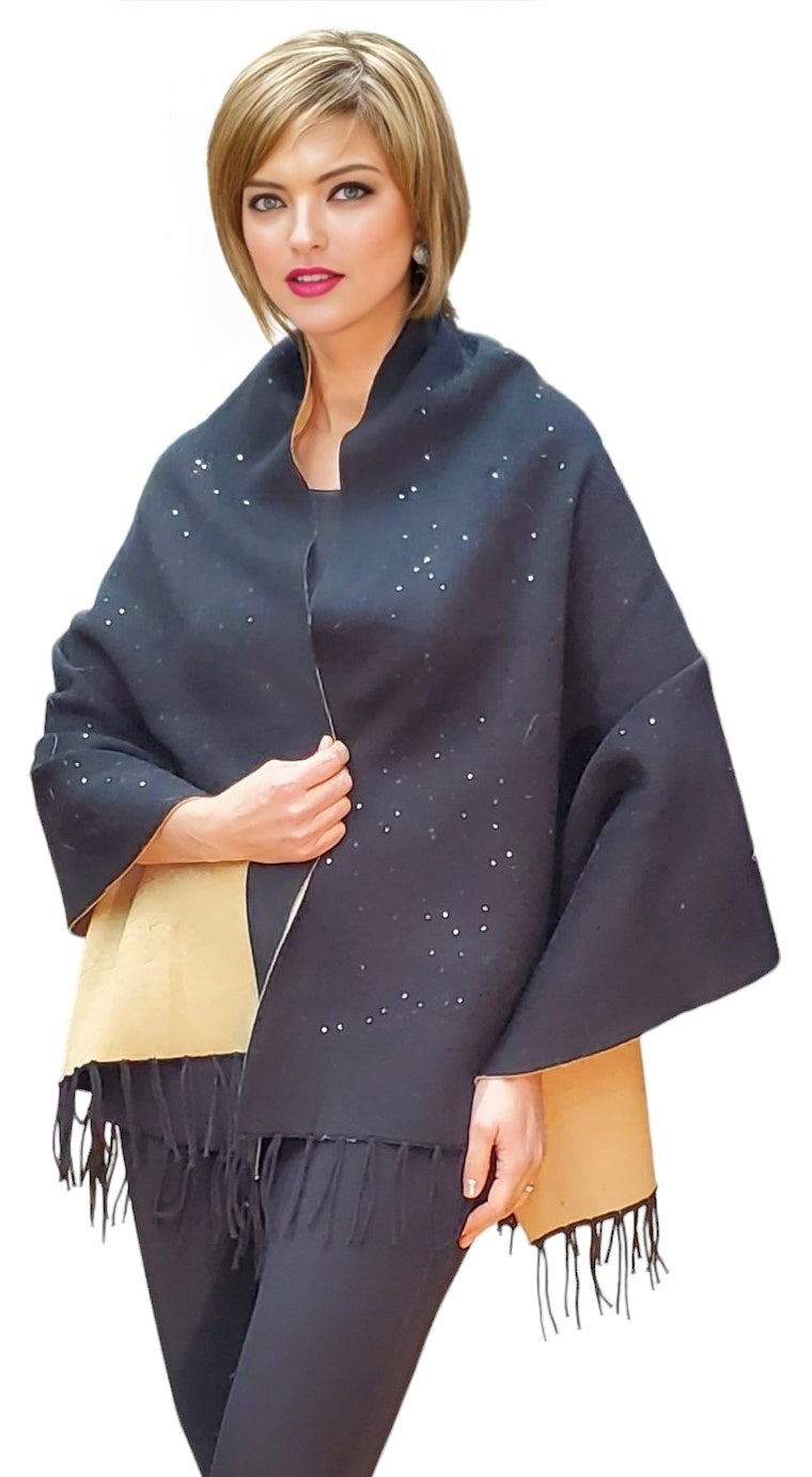 Shawl Style 2023-003NS Black Camel