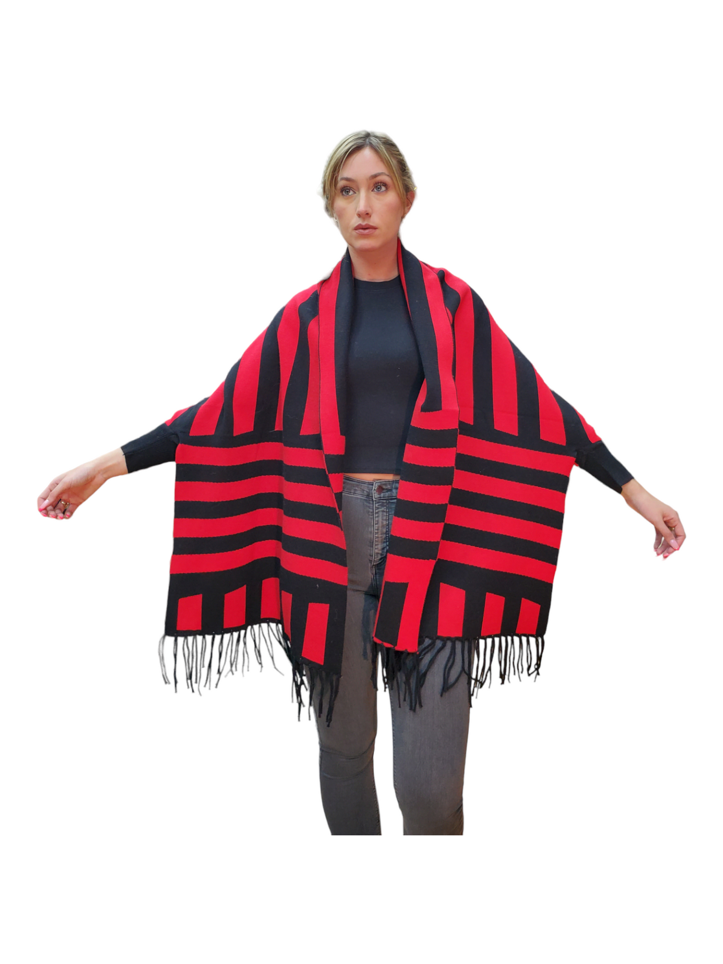 Shawl Style B102 Black Red
