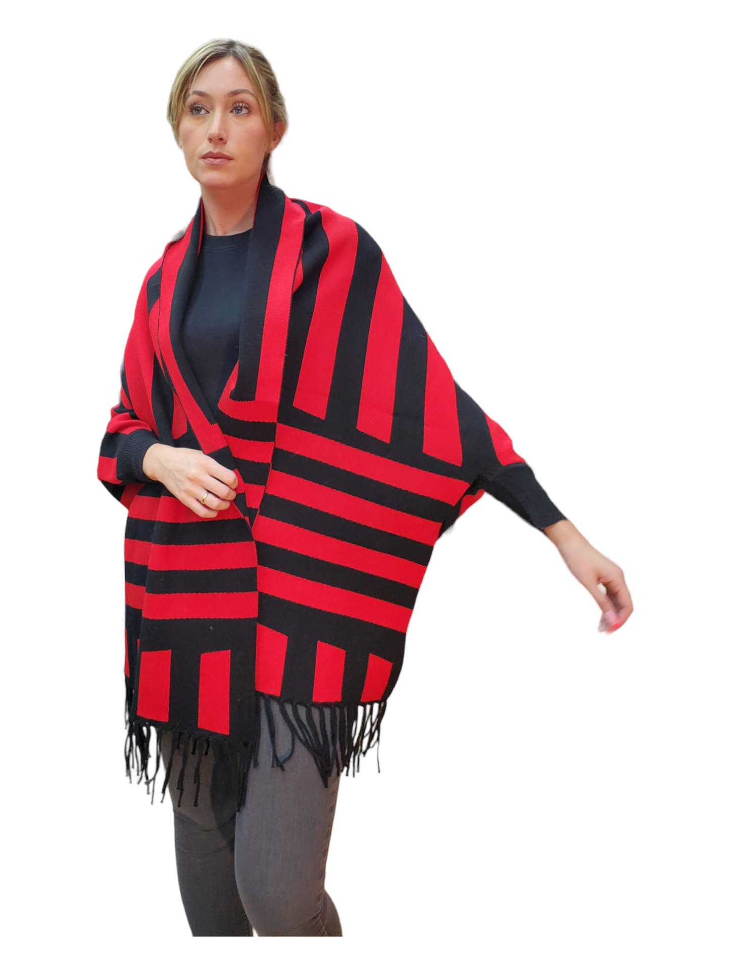 Shawl Style B102 Black Red