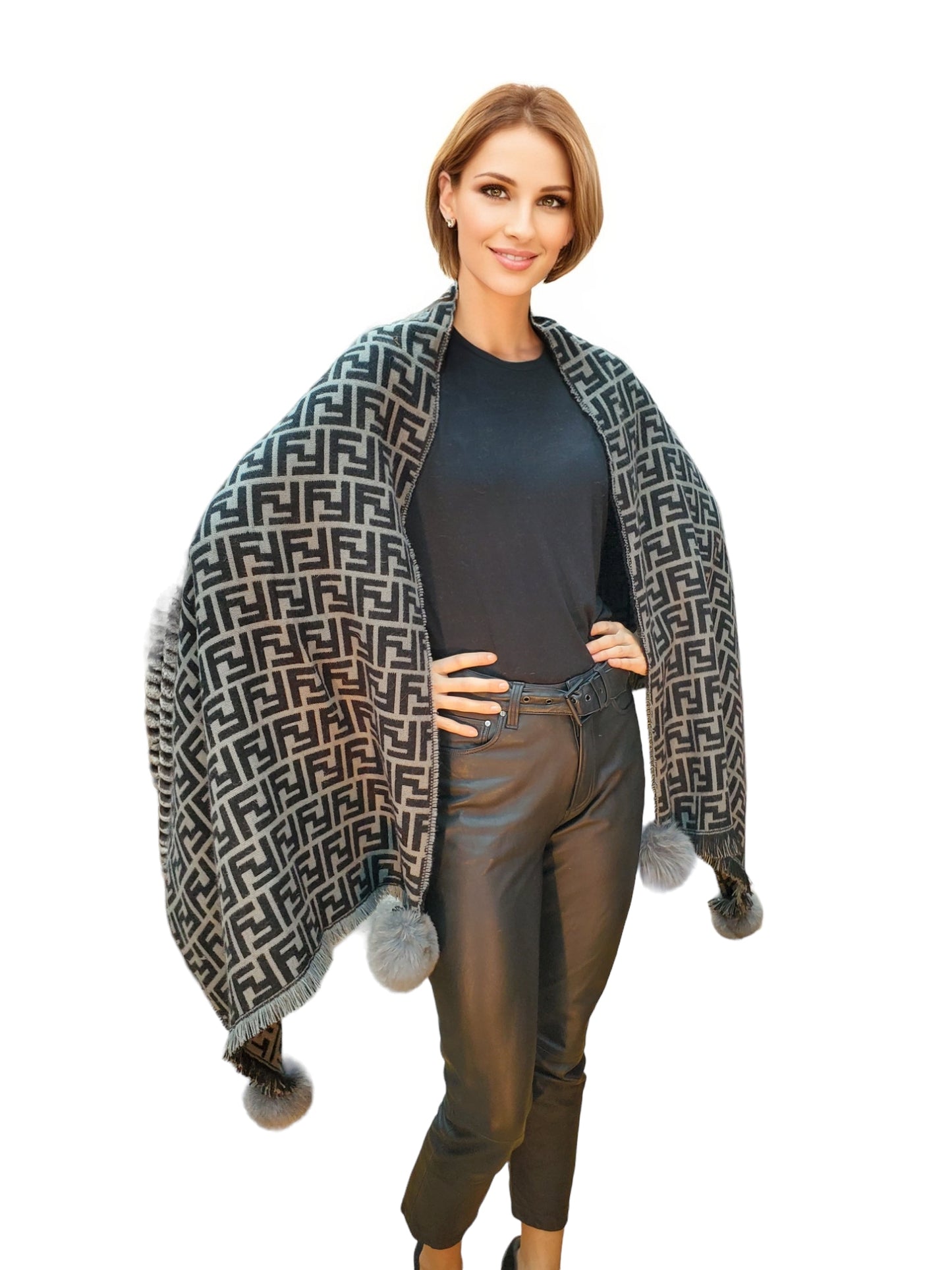 Shawl Style CL2021005 Black Gray