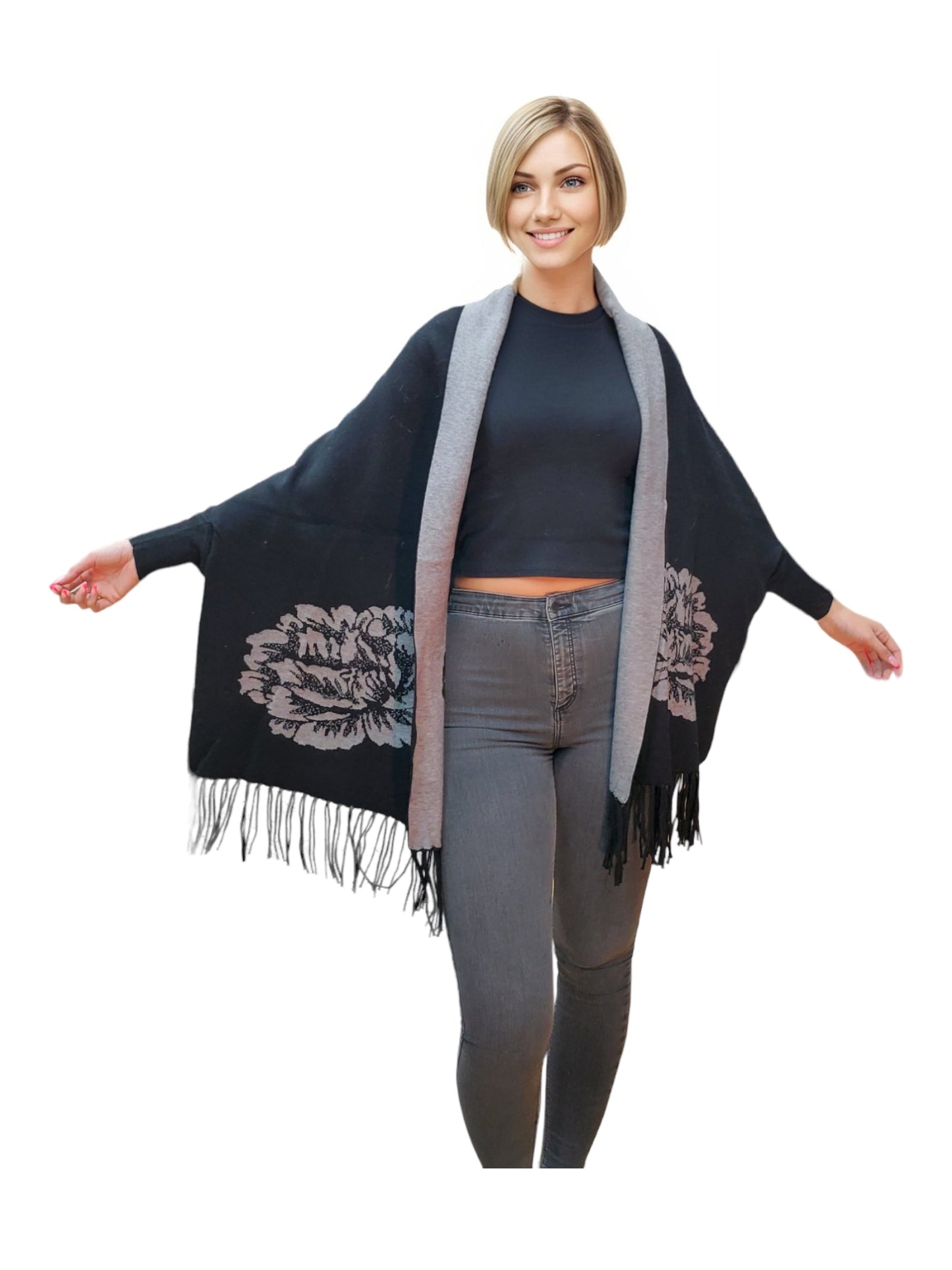 Shawl Style CL2021019 Black Gray