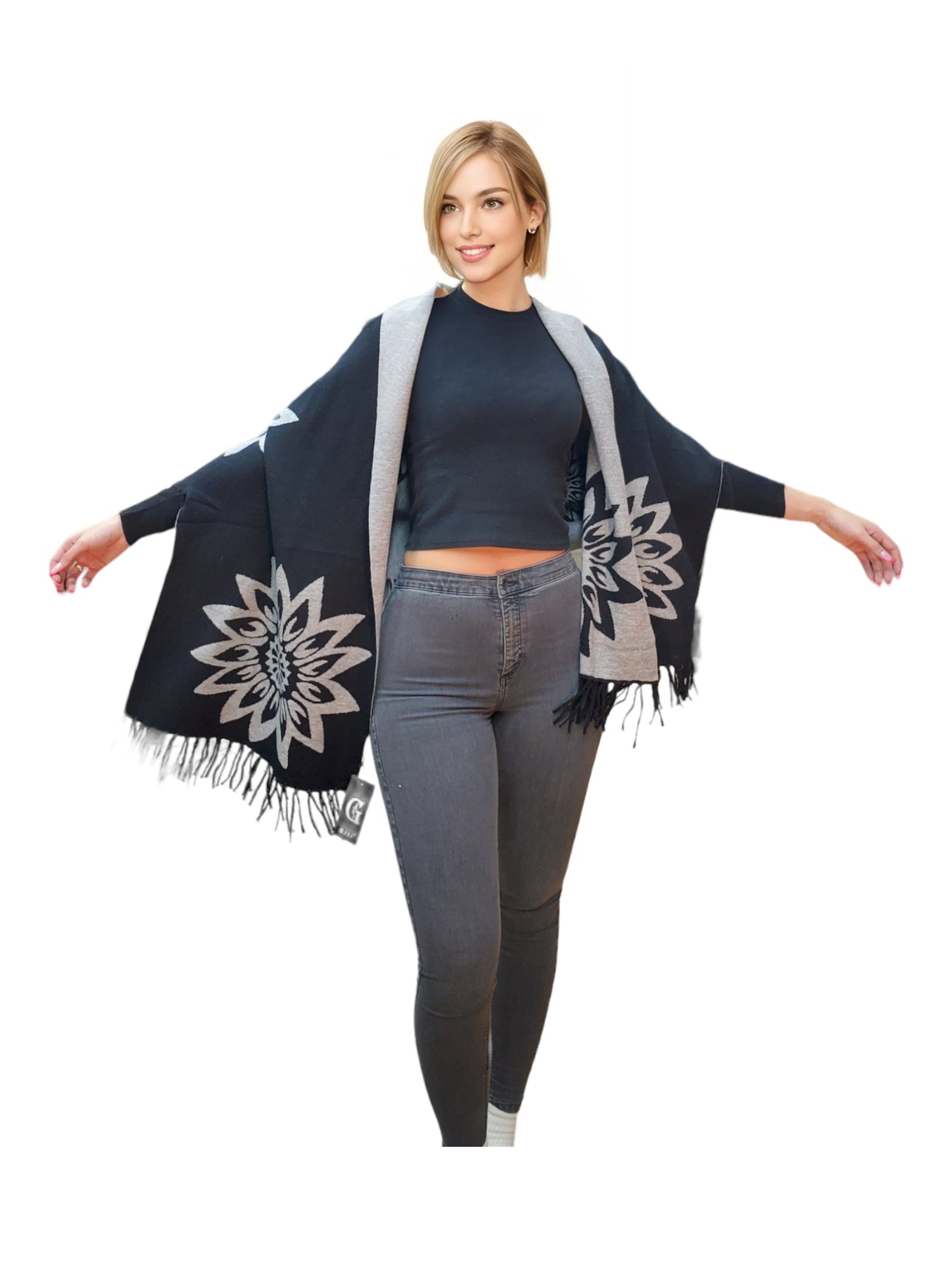 Shawl Style CL2021019 Black Gray