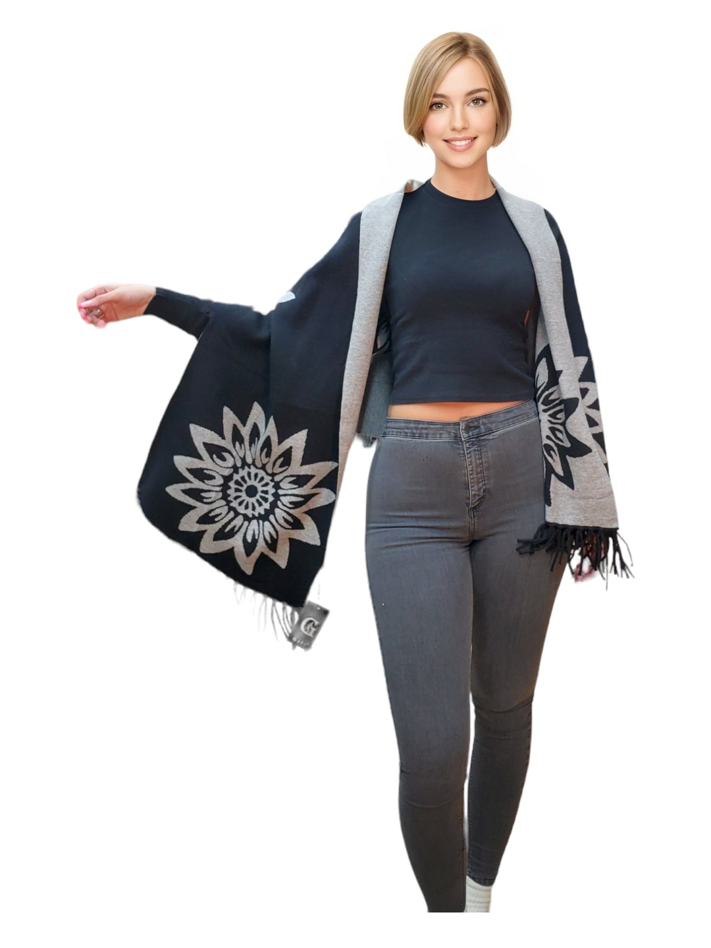 Shawl Style CL2021019 Black Gray