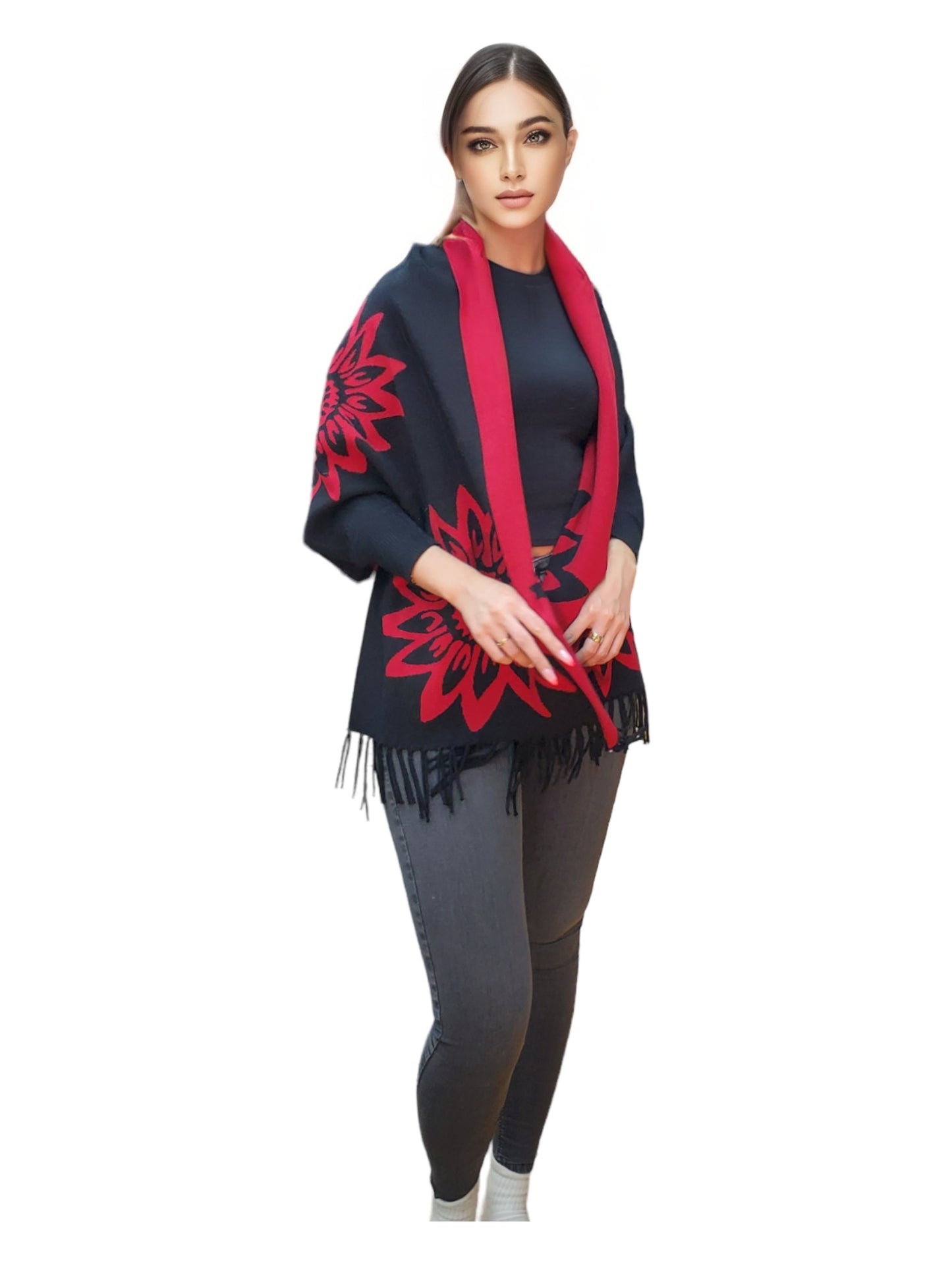 Shawl Style CL2021019 Black Red