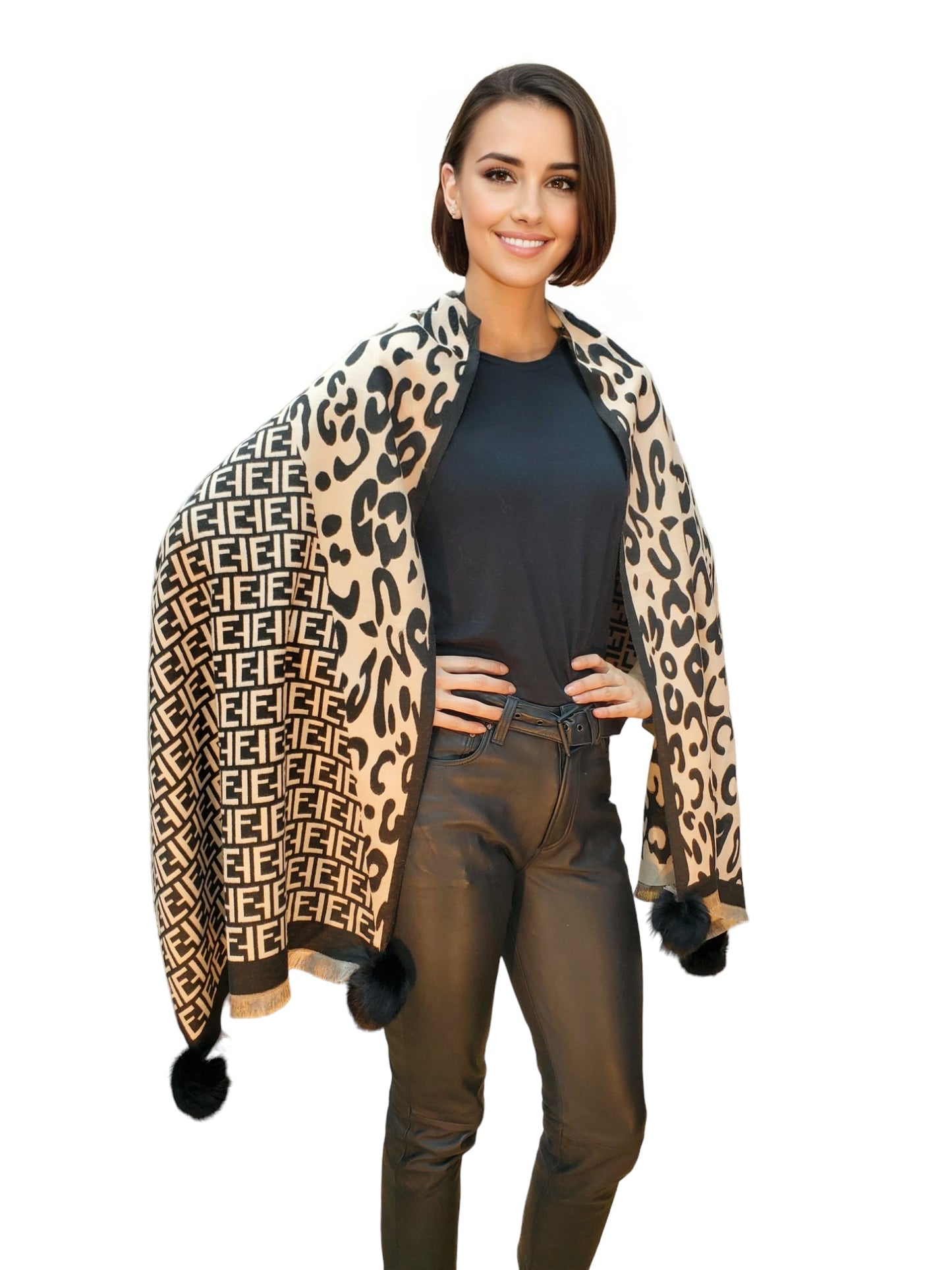 Shawl Style CL2021059 Black Beige