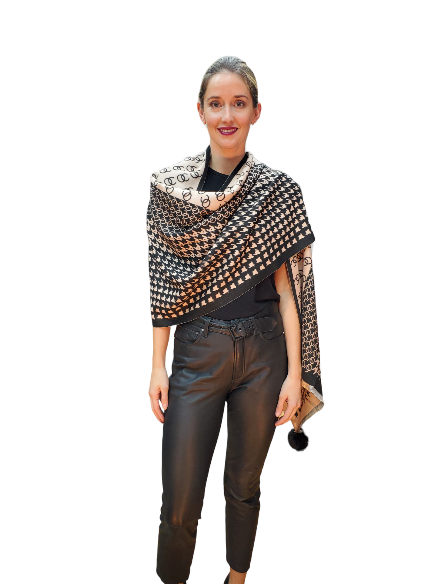 Shawl Style CL2021066 Black Camel