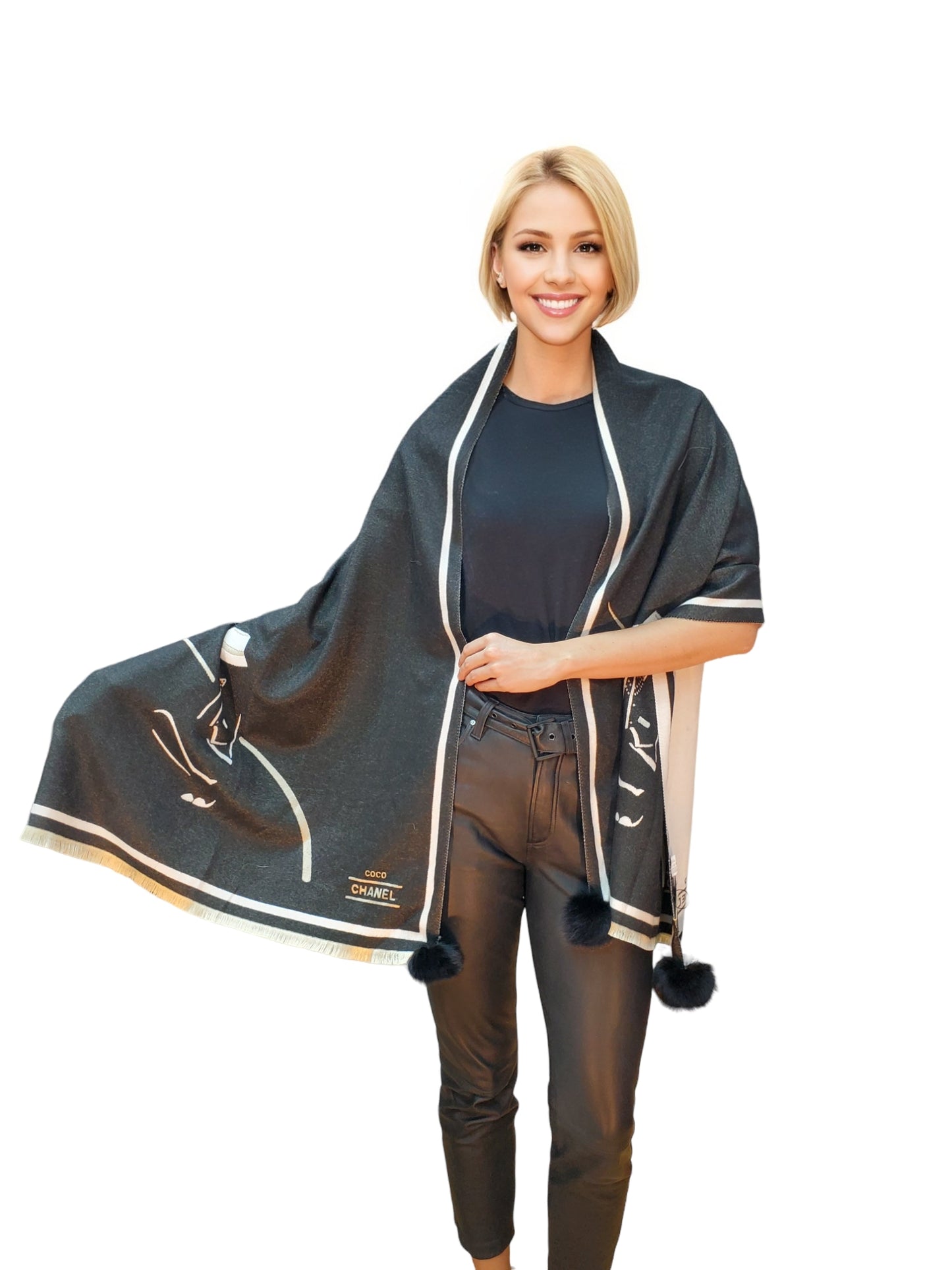 Shawl Style CL2021072 Black Camel