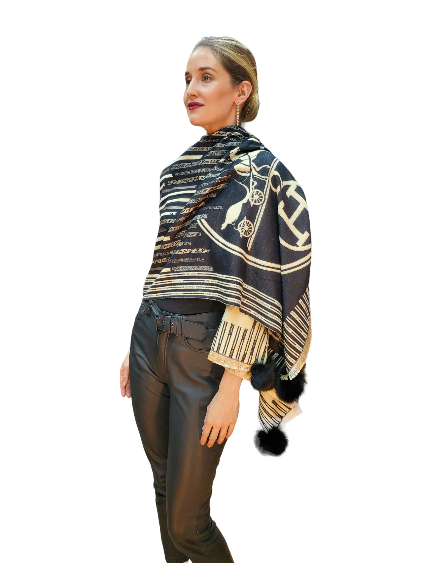 Shawl Style CL2021073 Black Camel