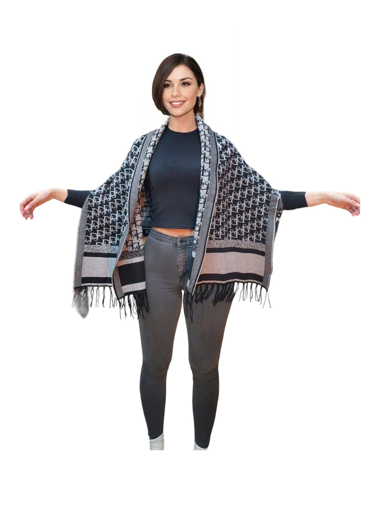 Shawl Style PJ-012 Black Gray