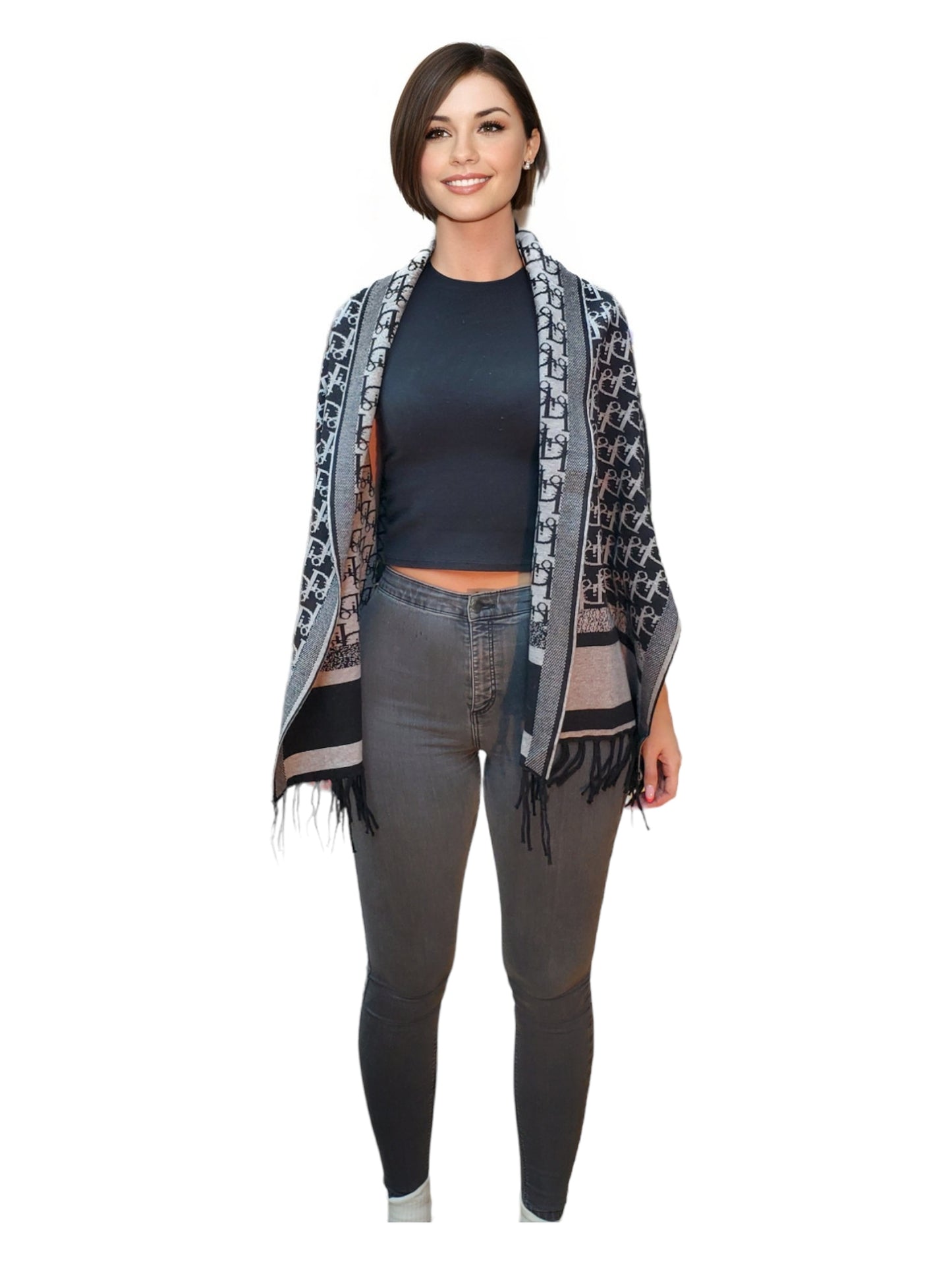 Shawl Style PJ-012 Black Gray
