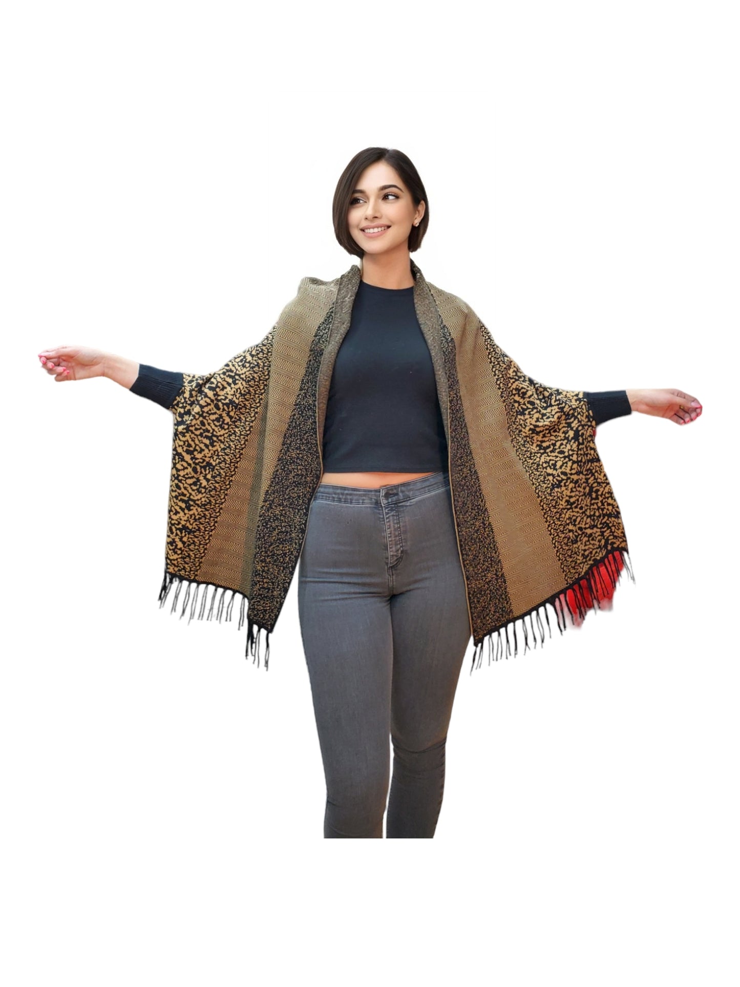 Shawl Style PJ-028 Black Camel