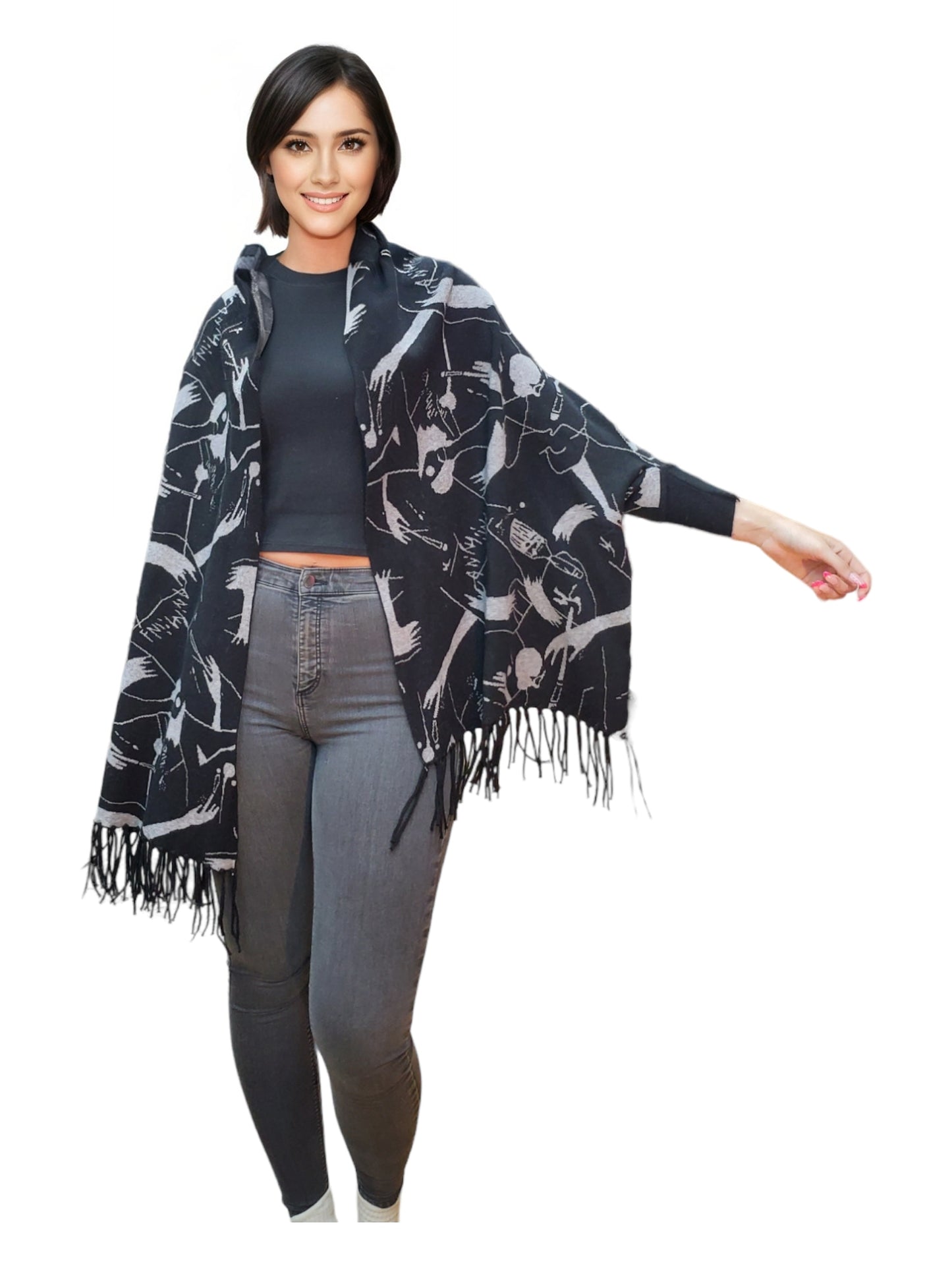 Shawl Style PJ-032 Black Gray