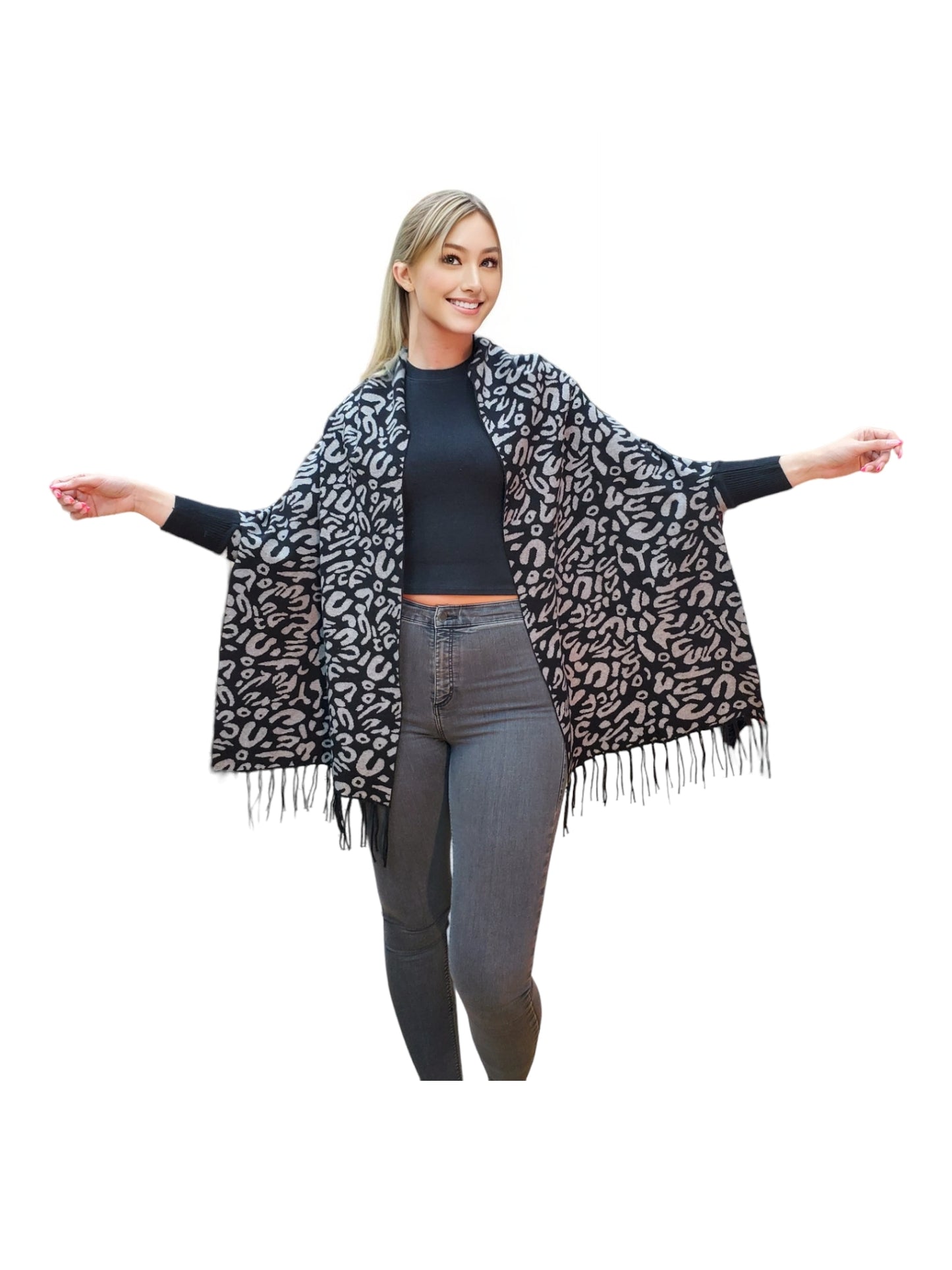 Shawl Style PJ-037 Black Gray
