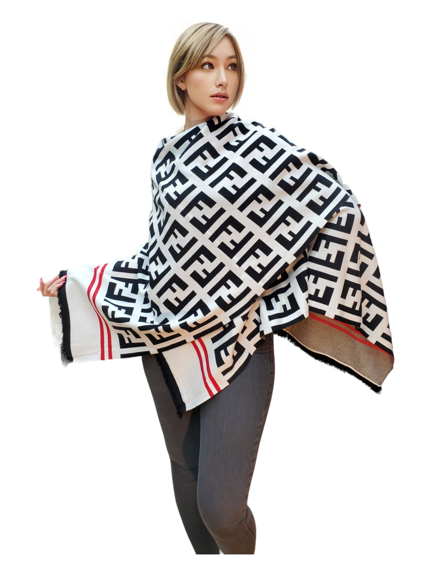 Shawl Style PJ-040 Black White