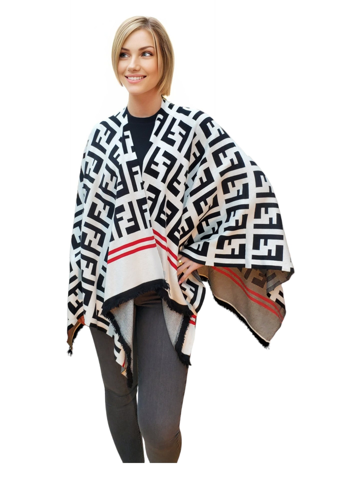 Shawl Style PJ-040 Black White