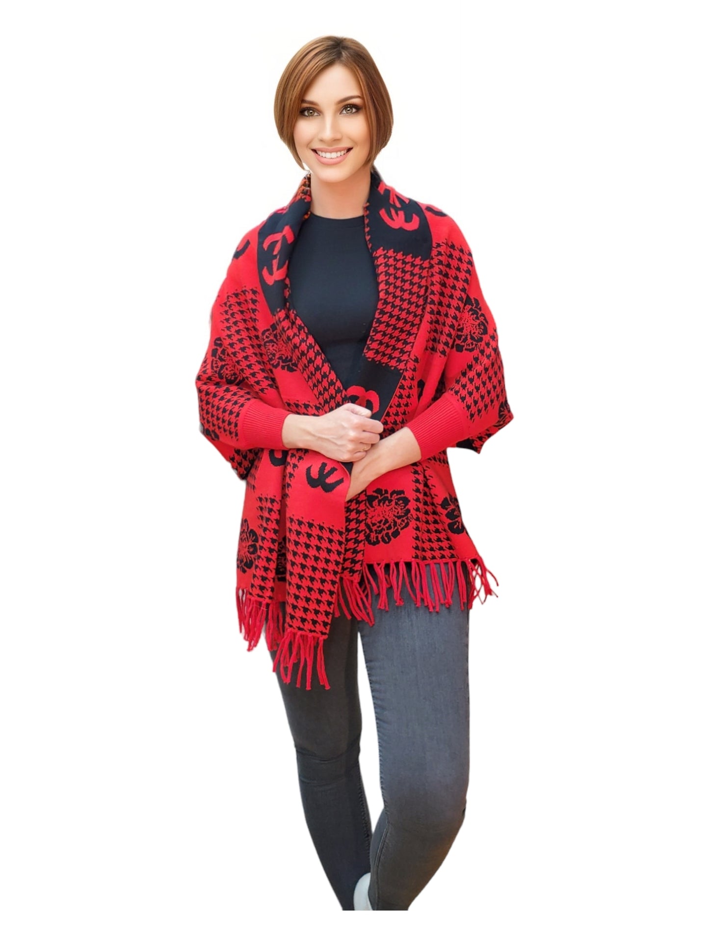 Shawl Style Q104 Red Black