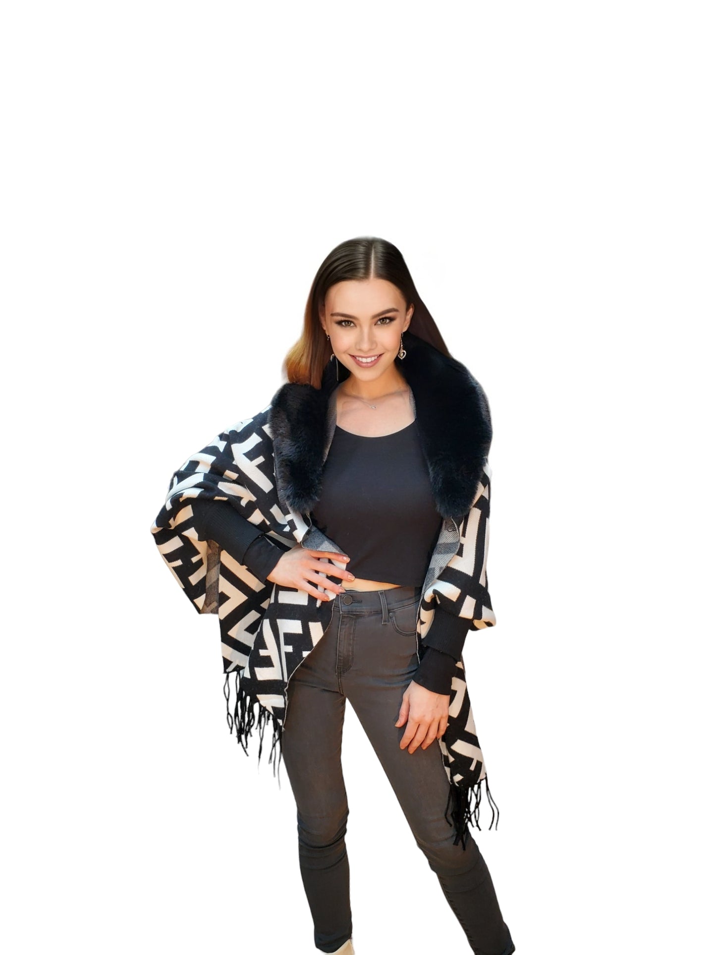 Shawl Style SW501F Black White