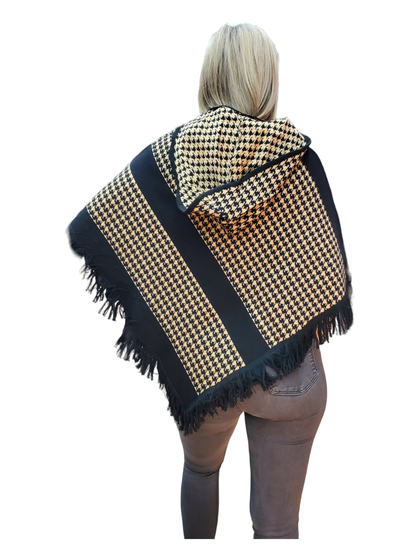 Poncho Style T103 Black Camel