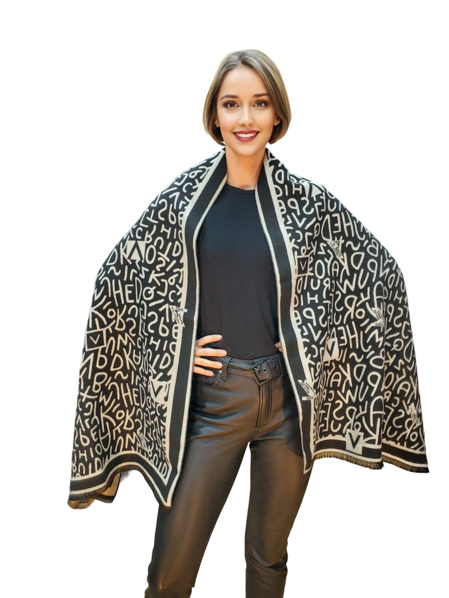 Shawl Style WJ202008 Black White