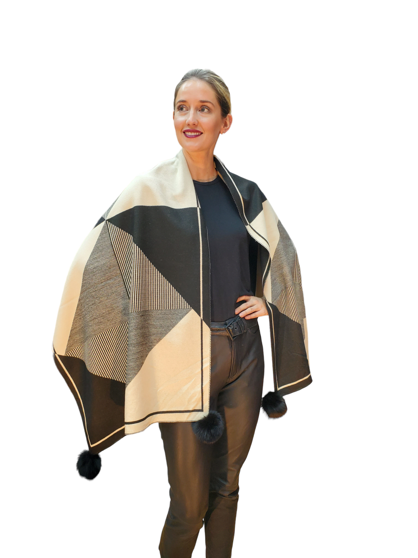 Shawl Style YX-8 Black White
