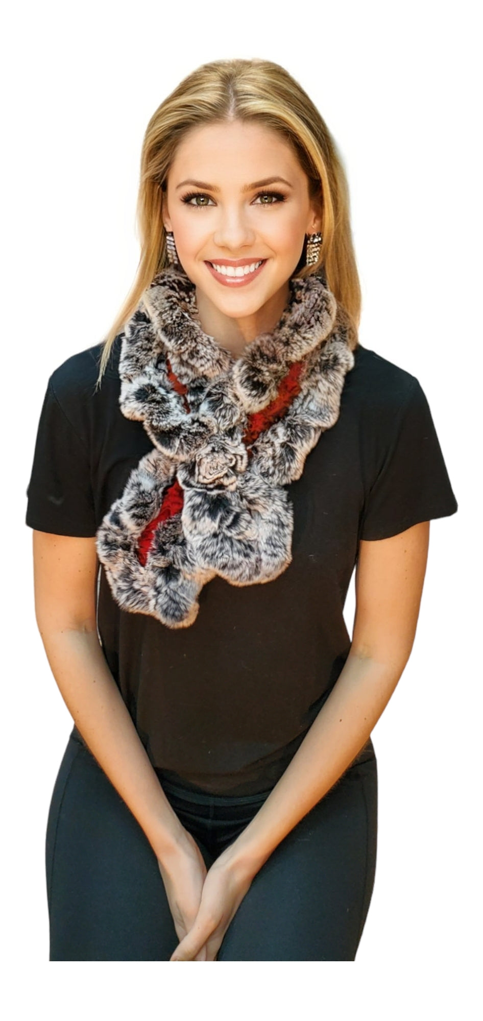 Scarf Style 002R Red Chinchilla