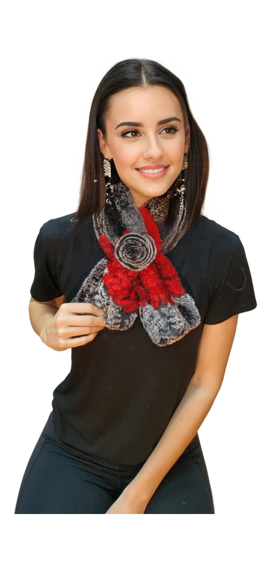 Scarf Style 005R Red Chinchilla