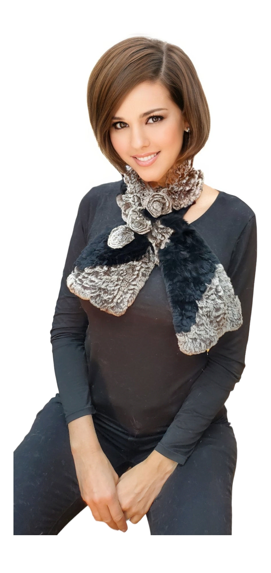 Scarf Style 007R Black Brown Snowtop