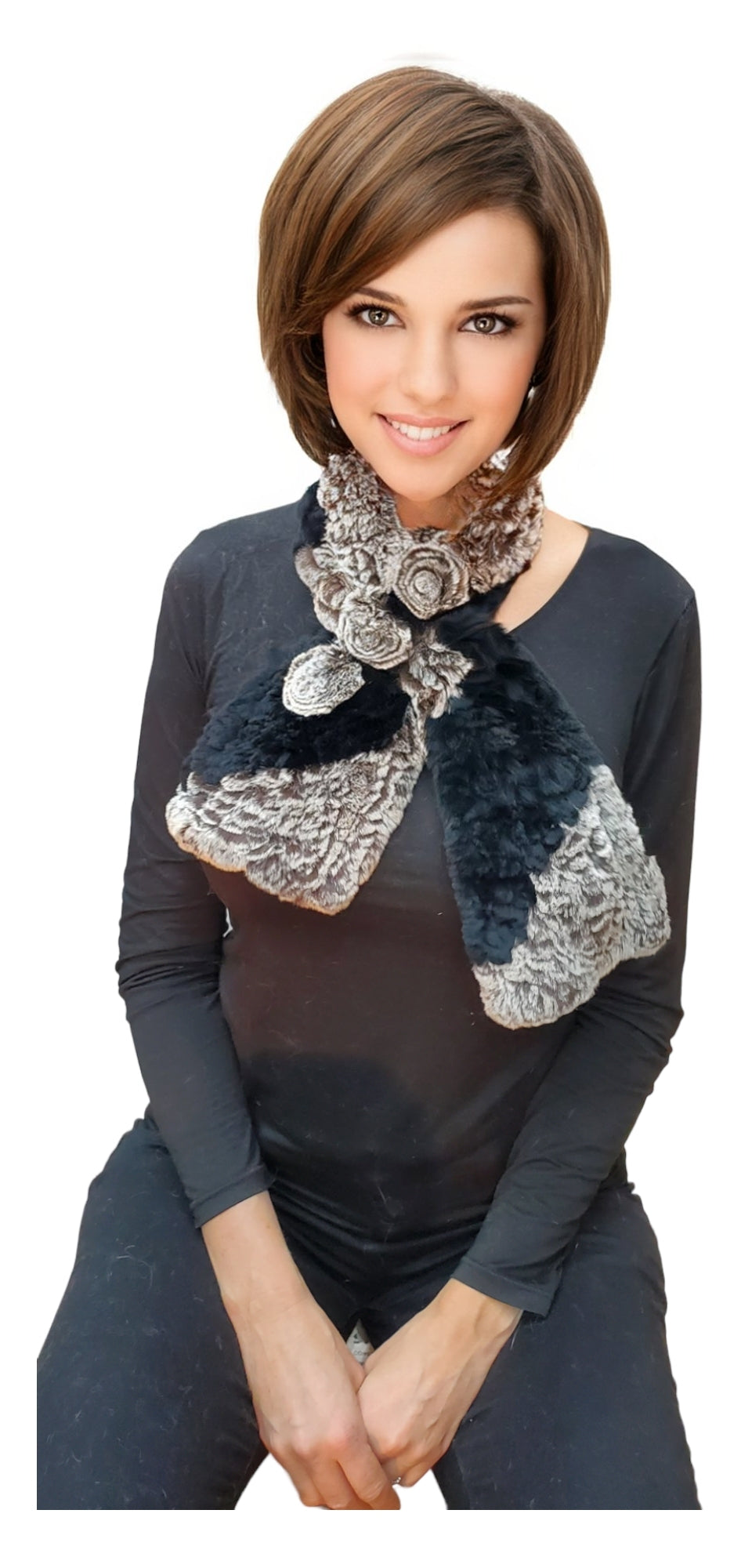 Scarf Style 007R Black Brown Snowtop