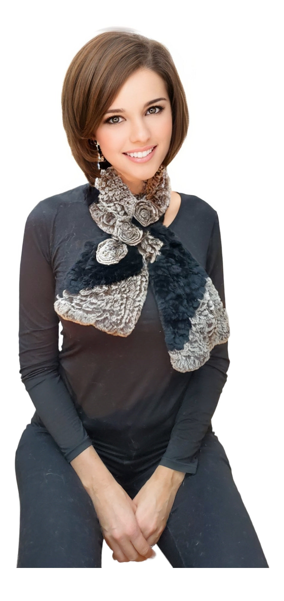 Scarf Style 007R Black Brown Snowtop