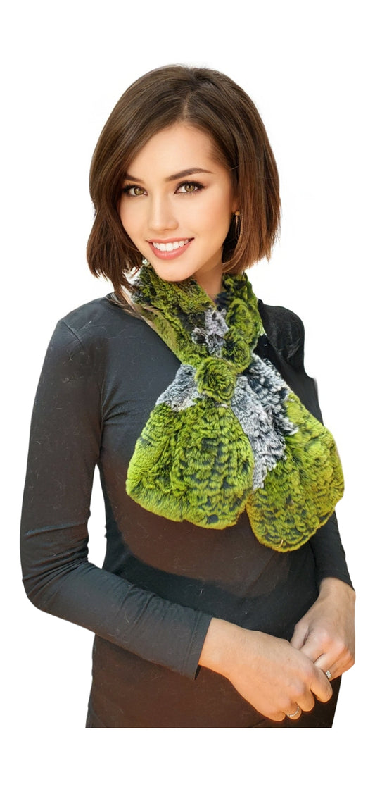 Scarf Style 007R Green Chinchilla