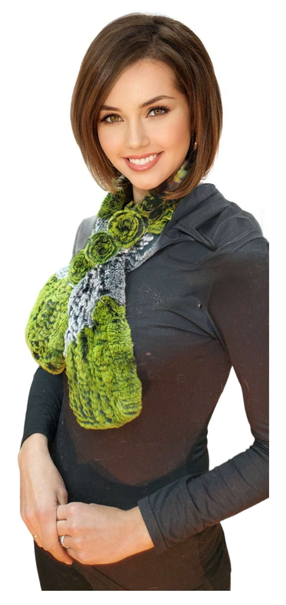 Scarf Style 007R Green Chinchilla