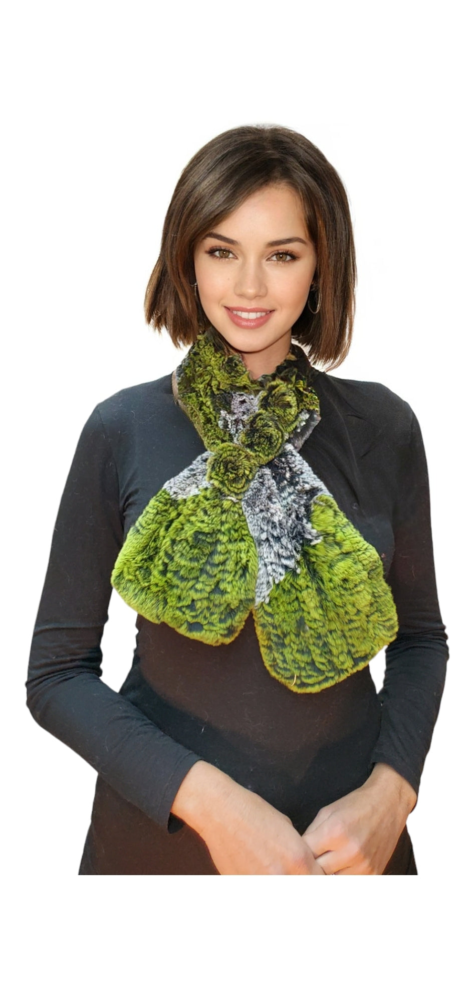 Scarf Style 007R Green Chinchilla
