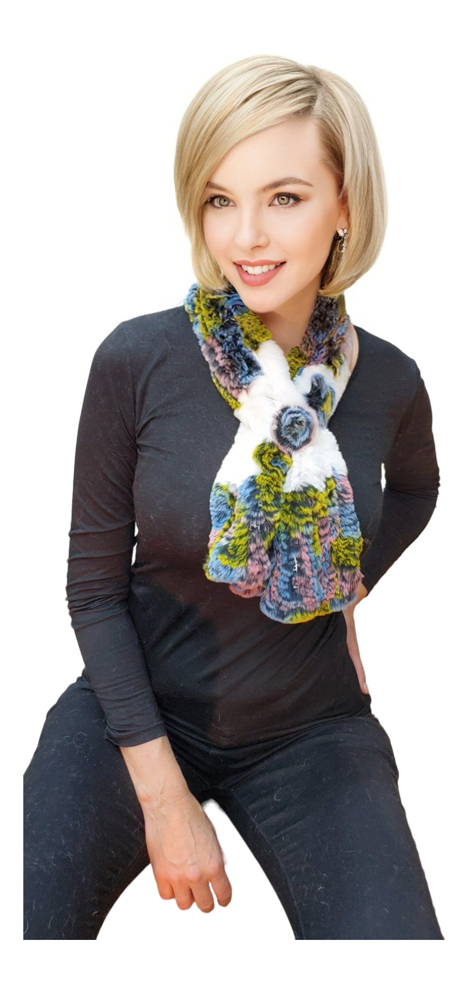 Scarf Style 007R White Multi