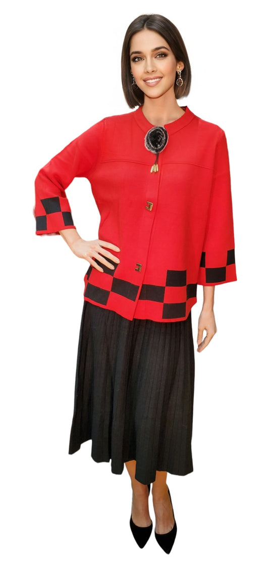 Sweater Style 1915R Red Black