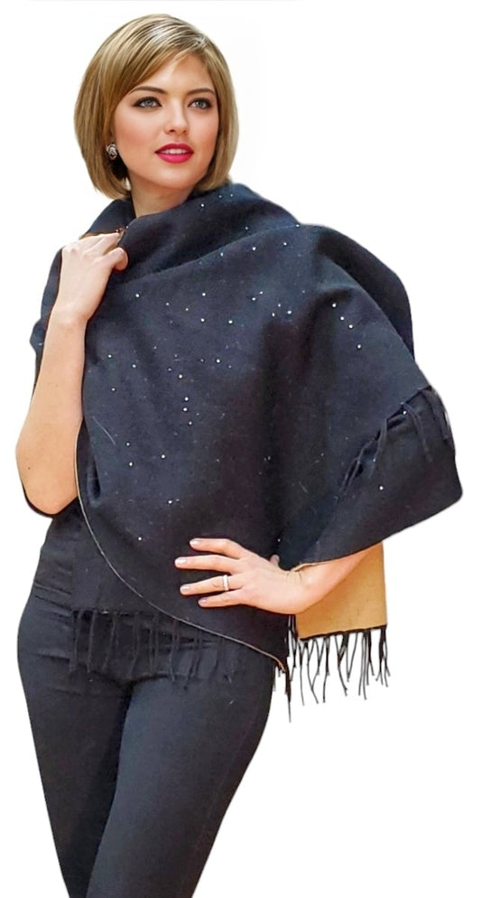 Shawl Style 2023-003NS Black Camel