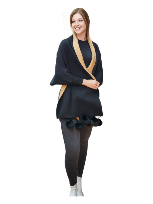 Shawl Style 918A Black Camel