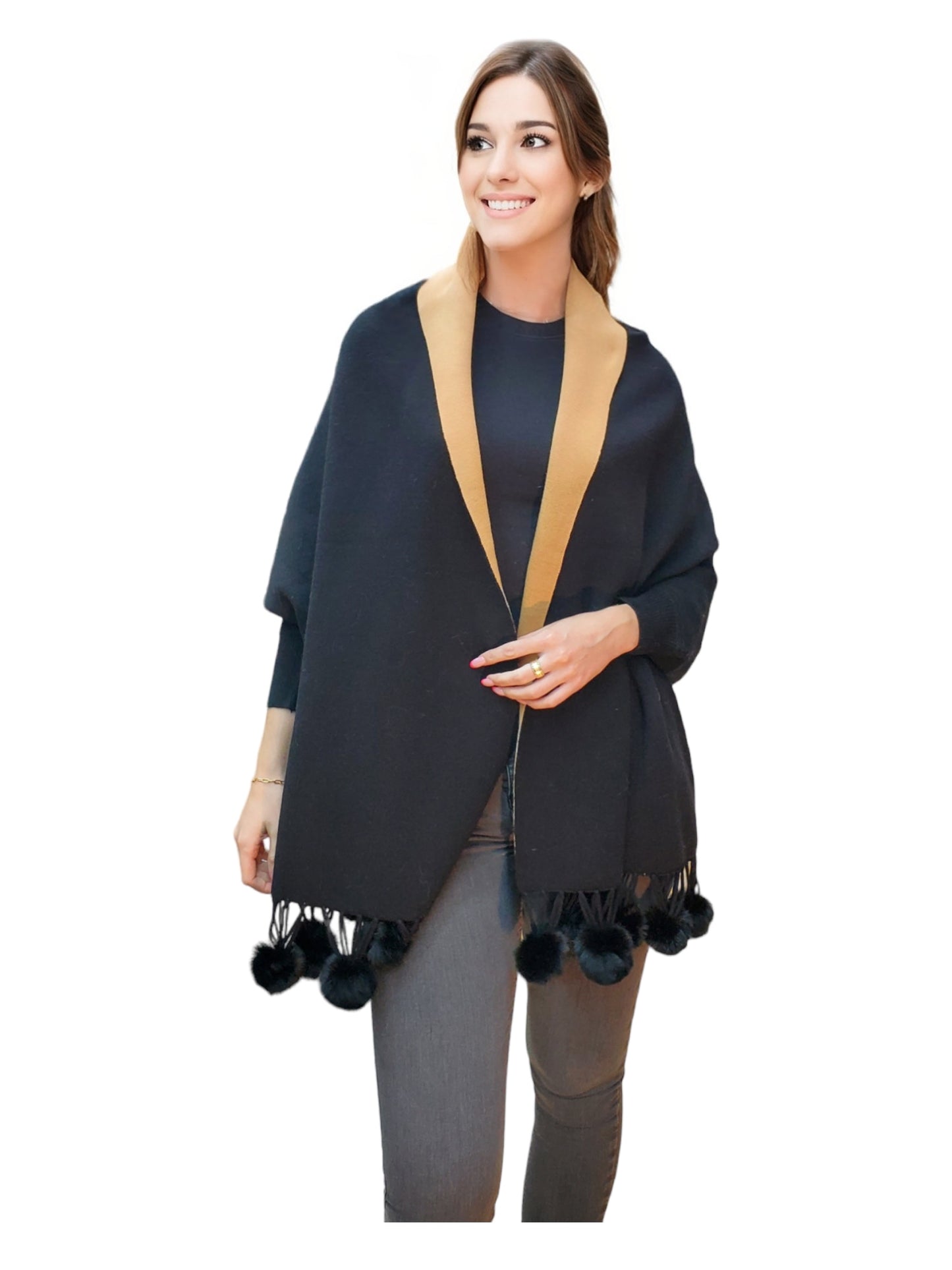 Shawl Style 918 Black Camel