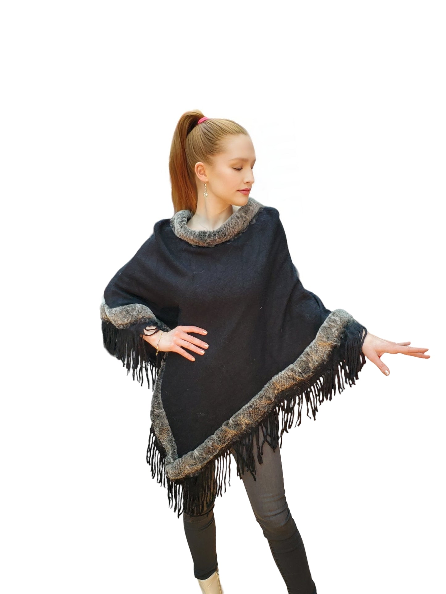 Poncho Style 987 Black Chinchilla
