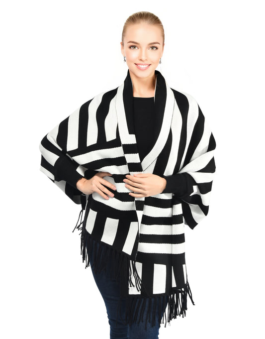 Shawl Style B102 Black White